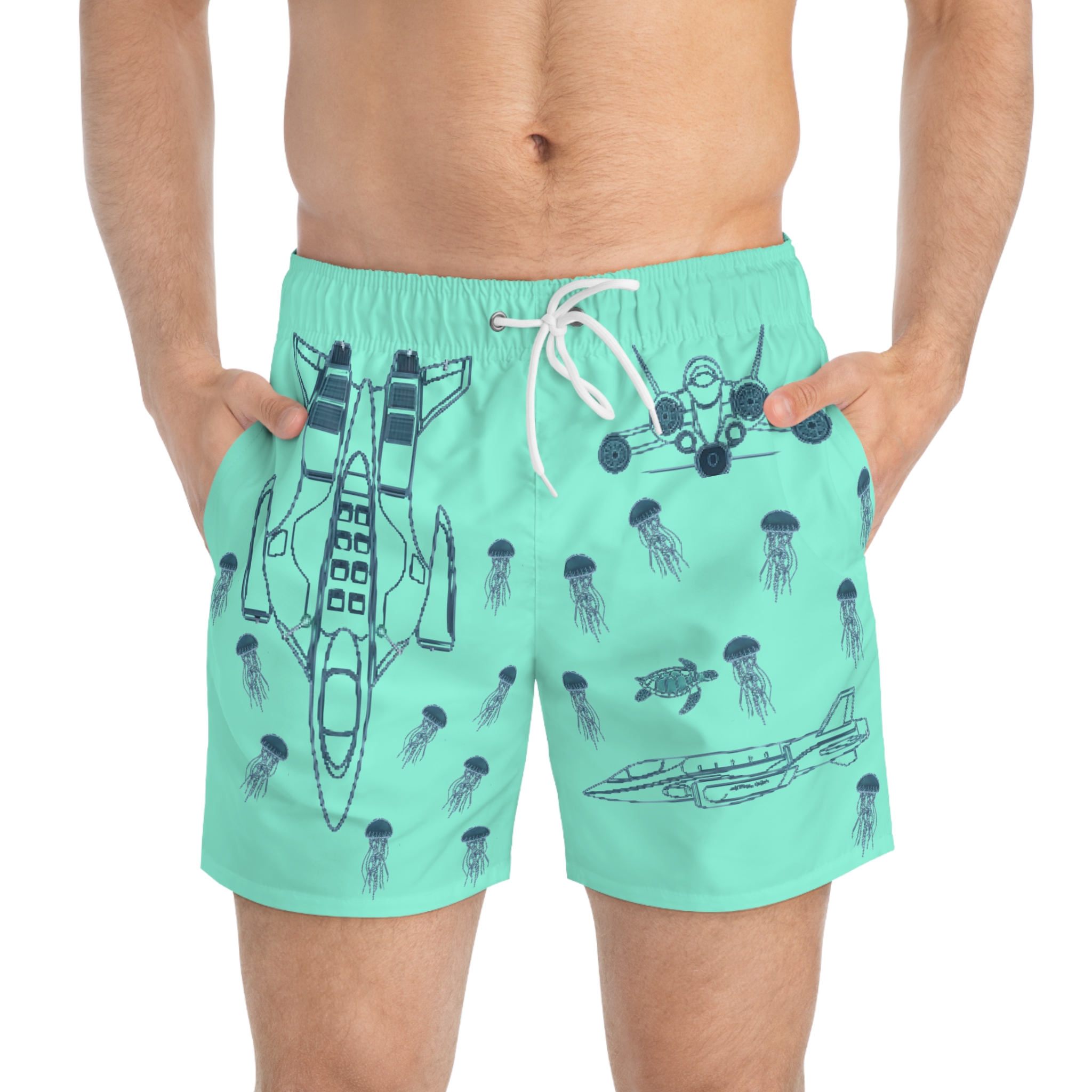 Aquila Azul Men's Illustration Beach Shorts - Image 3