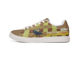 Héron Pantin, Green Checkerboard Leather Sneakers