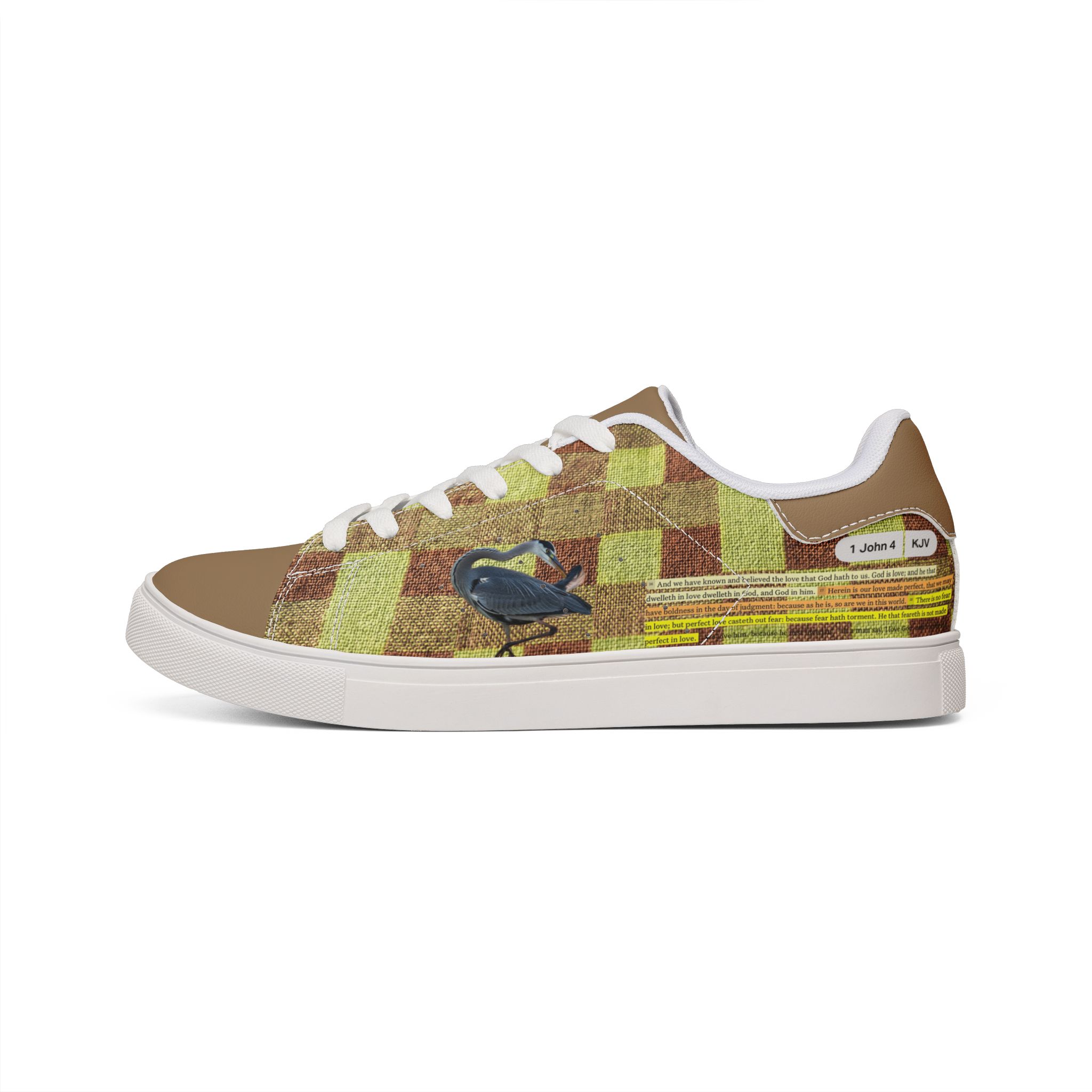 Héron Pantin, Green Checkerboard Leather Sneakers