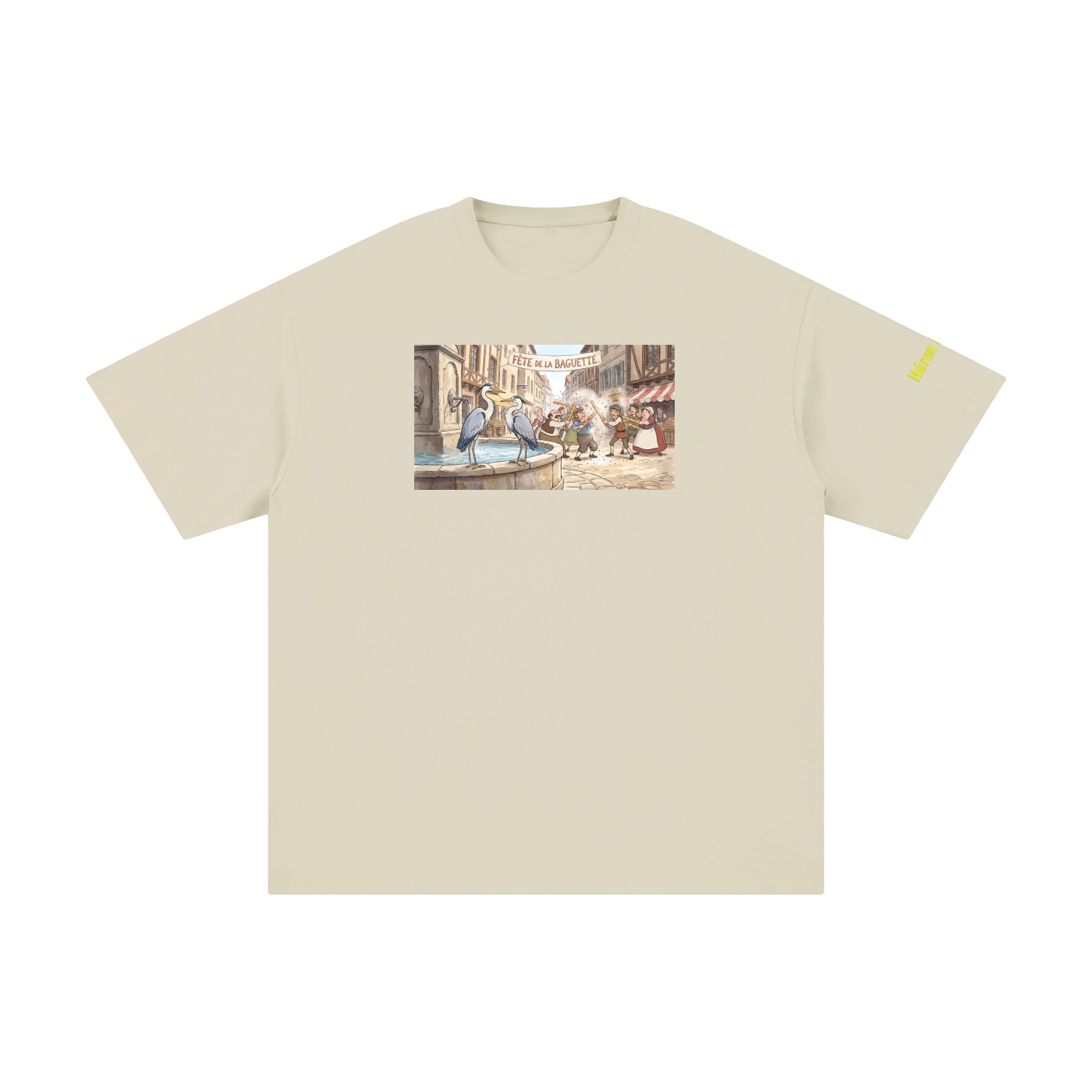 Héron Pantin, (FÊTE DE LA BAGUETTE) Cotton T-Shirt - Image 3