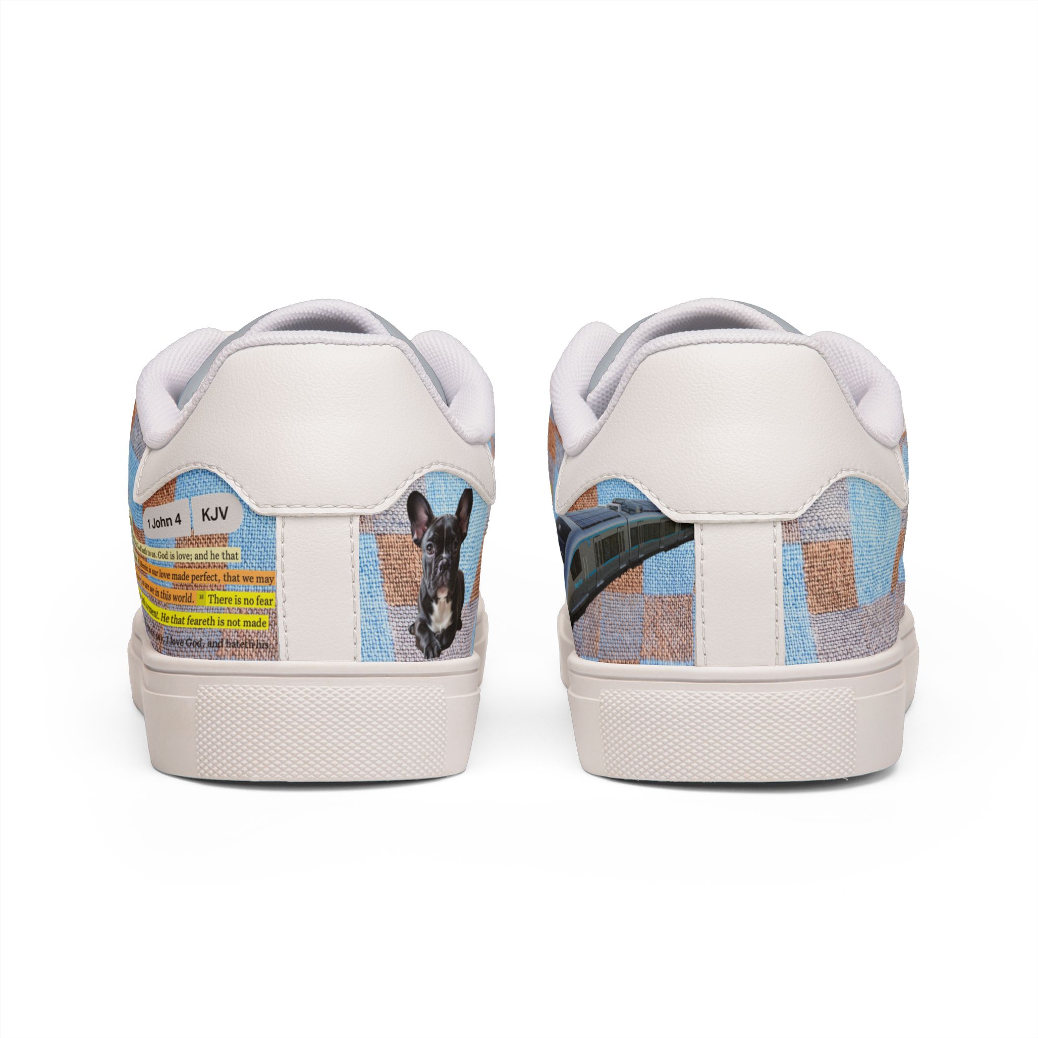 Héron Pantin, Soft Blue Checker Bread Print Casual Shoes - Image 6
