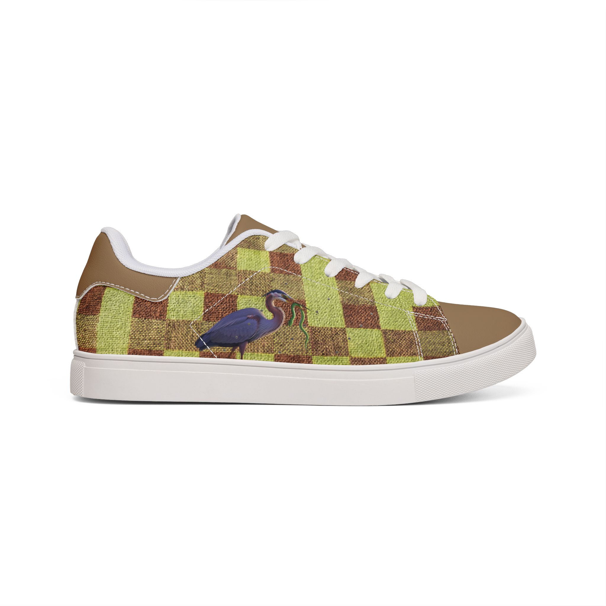 Héron Pantin, Green Checkerboard Leather Sneakers - Image 5