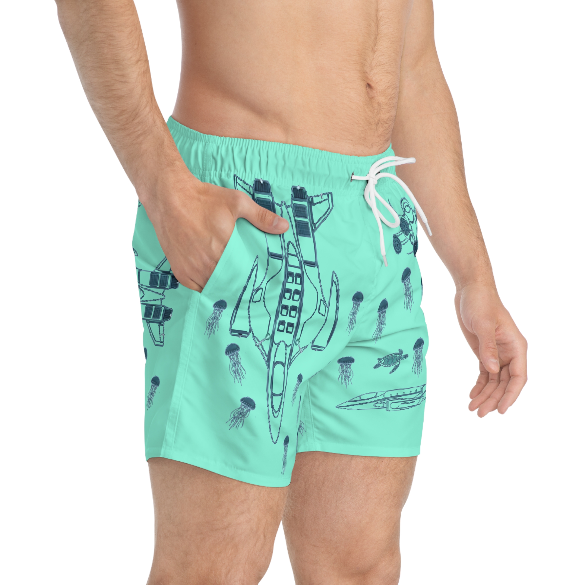 Aquila Azul Men's Illustration Beach Shorts - Image 4