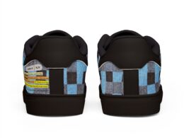 Héron Pantin, Blue Checkerboard Low-Top with Graphic Accent
