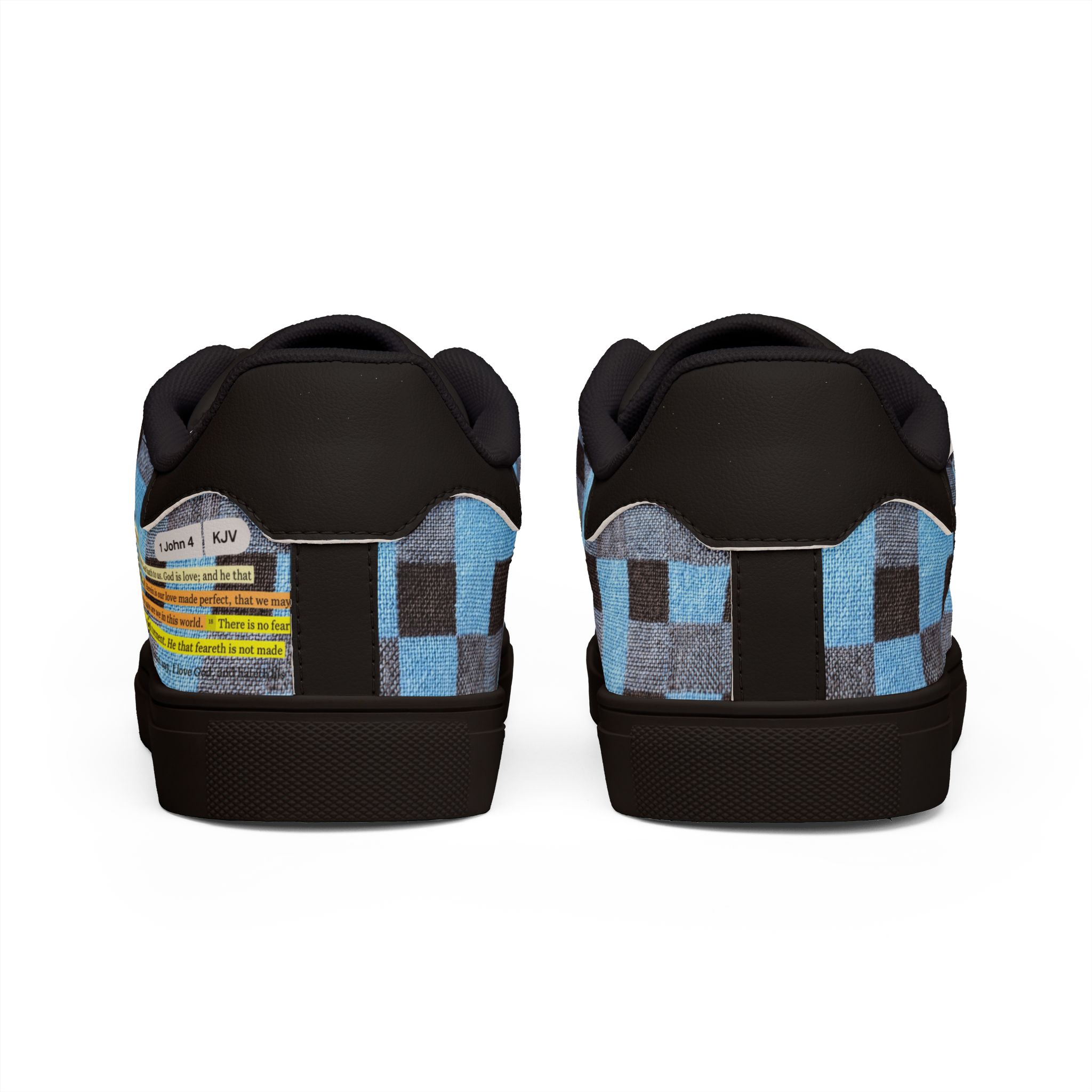 Héron Pantin, Blue Checkerboard Low-Top with Graphic Accent