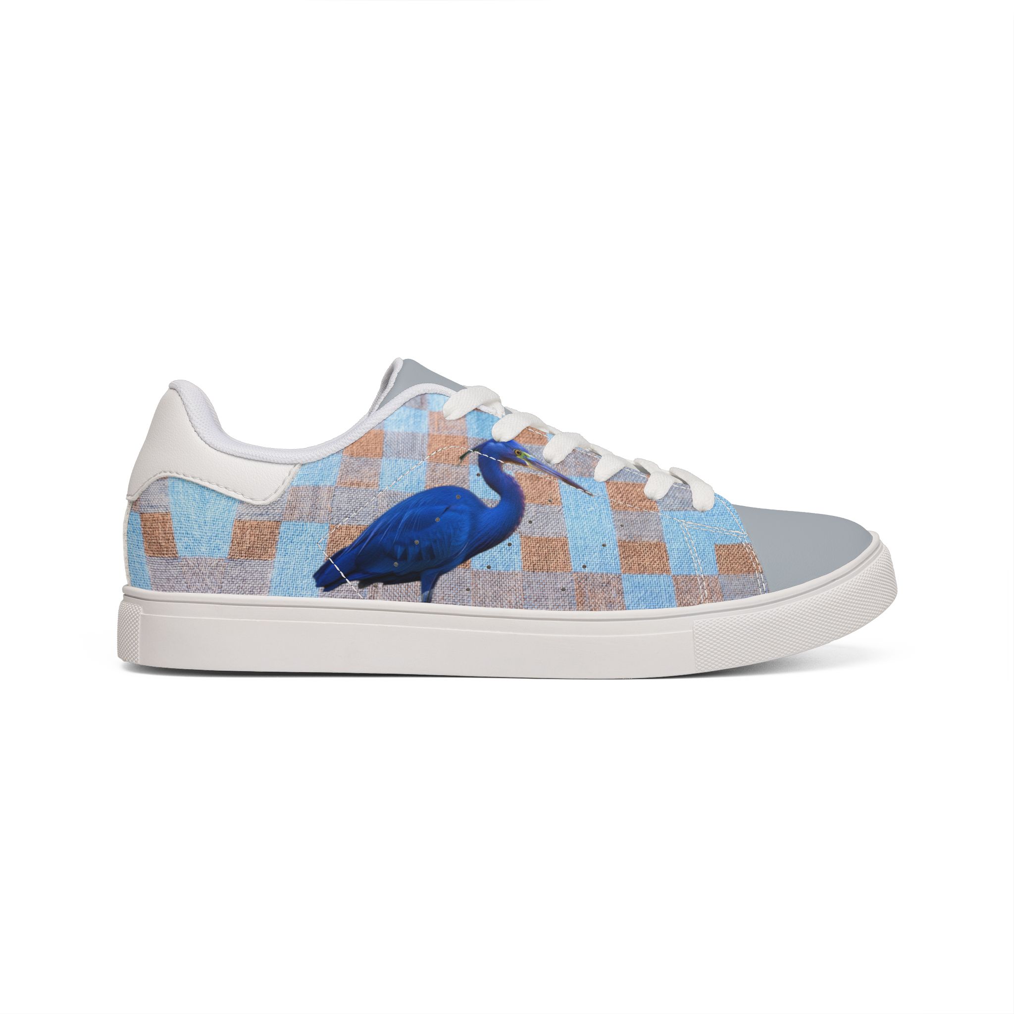 Héron Pantin, Soft Blue Checker Bread Print Casual Shoes - Image 5