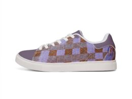 Héron Pantin, Lavender Checkerboard Leather Sneakers