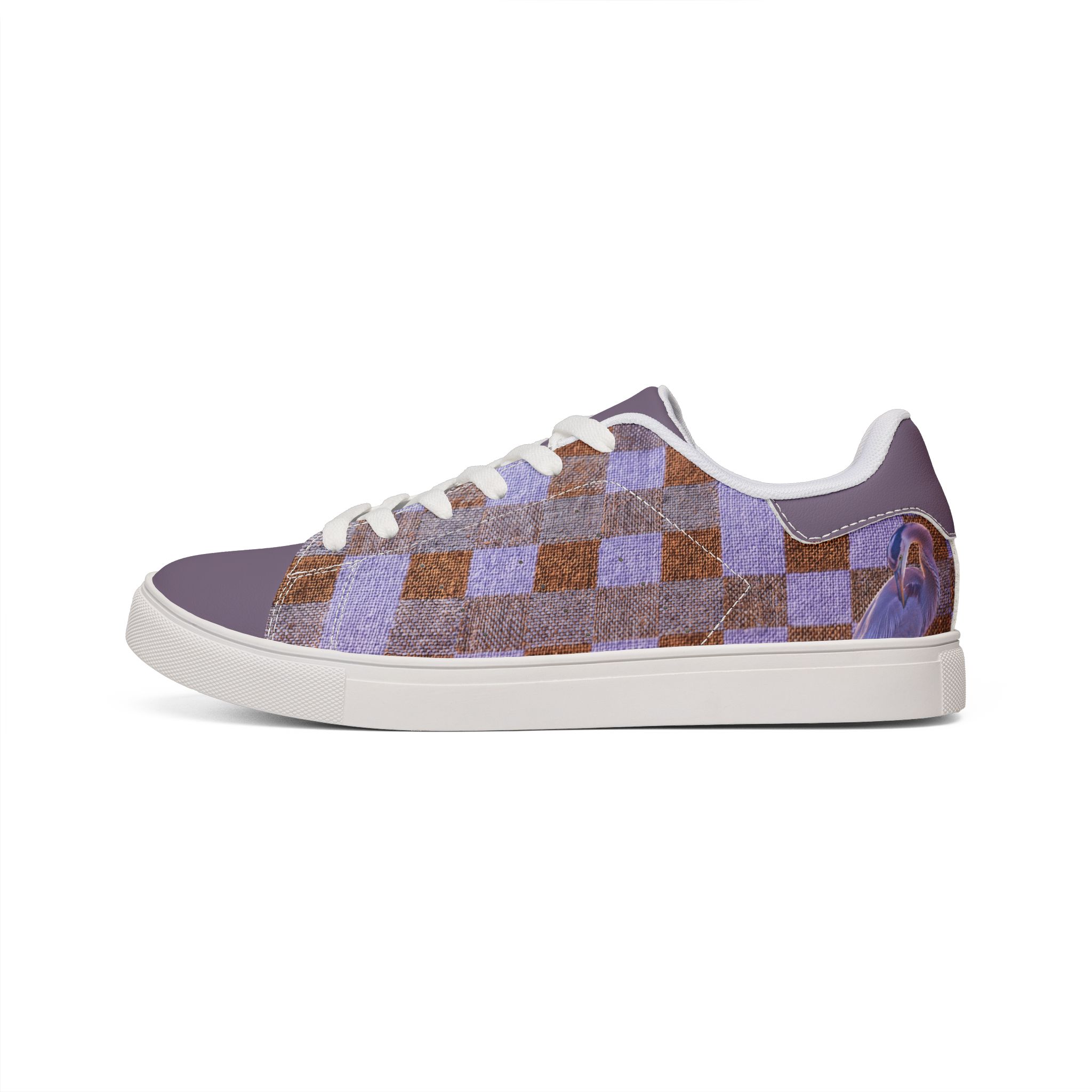 Héron Pantin, Lavender Checkerboard Leather Sneakers