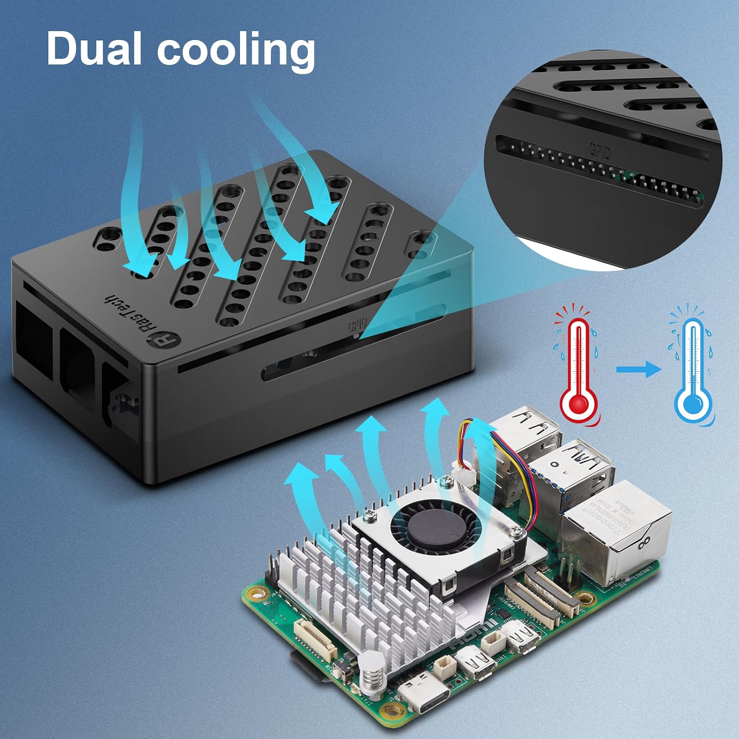 RasTech Raspberry Pi 5 8GB Kit 64GB Edition , 4K Micro HD Out Cable - Image 3