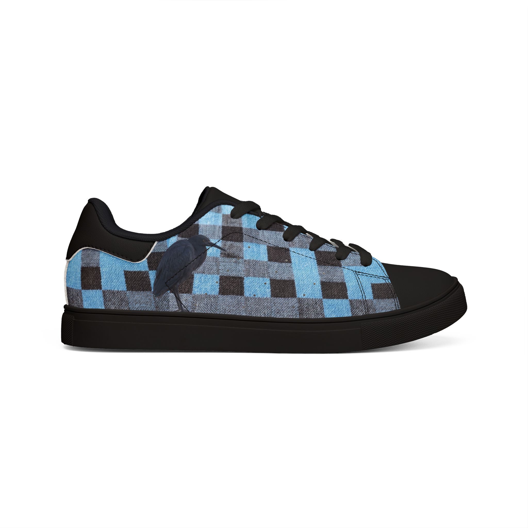 Héron Pantin, Blue Checkerboard Low-Top with Graphic Accent - Image 6