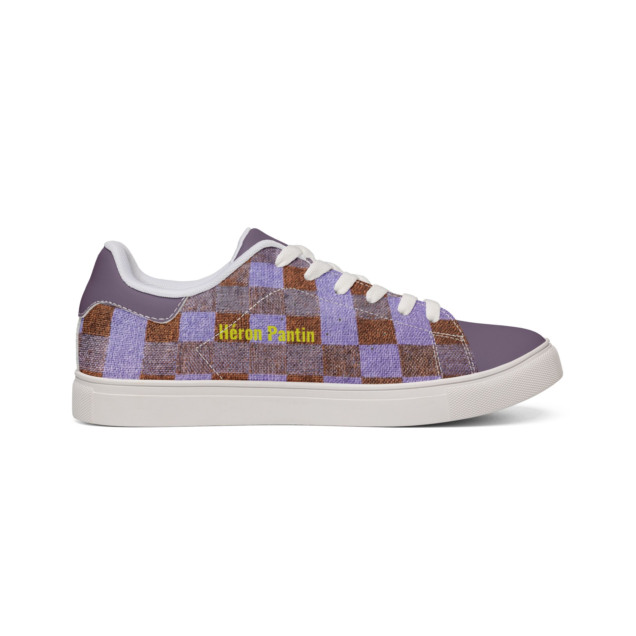 Héron Pantin, Lavender Checkerboard Leather Sneakers - Image 3