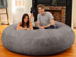Jaxx 6 Foot Cocoon - 2-in-1 Convertible Bean Bag Bed & Large Bean Bag Chair for Adults, Charcoal
