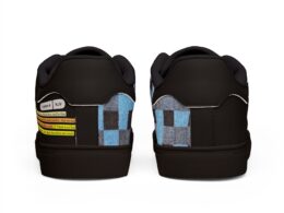 Héron Pantin, Blue Checkerboard Low-Top with Graphic Accent